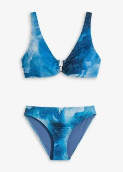 bonprix Bikinis^Bikini (2-tlg.Set) aus glitzerndem Material blau bedruckt