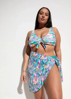 bonprix Nachhaltigere Materialien|Bikinis^Bikini und Badeunterteil (3-tlg.Set) blaugrün/gelb/lila graphisch