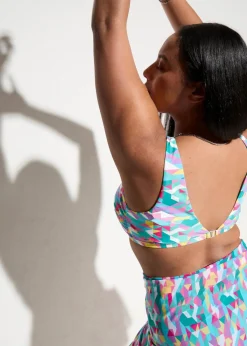 bonprix Nachhaltigere Materialien|Bikinis^Bikini und Badeunterteil (3-tlg.Set) blaugrün/gelb/lila graphisch