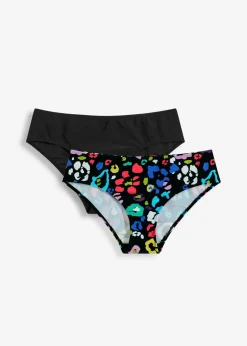 bonprix Nachhaltigere Materialien|Mix & Match^Bikinihose (2er Pack) schwarz+schwarz/bunt bedruckt