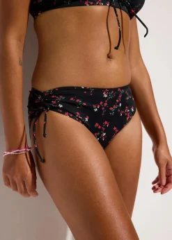 bonprix Nachhaltigere Materialien|Mix & Match^Bikinihose (2er Pack) mit seitlicher Schnürung schwarz + schwarz floral