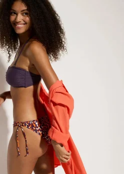 bonprix Nachhaltigere Materialien|Bademode·Tankinis^Bikinihose mit Bindedetail lila/hellbraun leo bedruckt