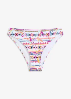 bonprix Nachhaltigere Materialien|Mix & Match^Bikinihose mit hohem Beinausschnitt weiß/lila graphisch