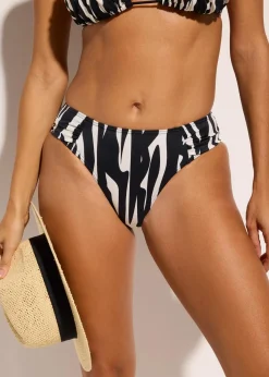 bonprix Nachhaltigere Materialien|Tankinis^Bikinihose mit normalem Beinausschnitt schwarz/beige graphisch
