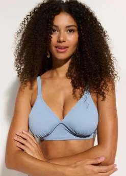 bonprix Nachhaltigere Materialien|Bikinis^Bikinioberteil mit breitem Band rauchblau