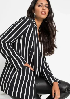 bonprix Bekleidung·Basics|Blazer^Blazer schwarz/wollweiß gestreift