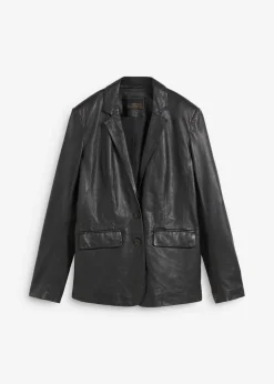 bonprix Blazer|Premium^Blazer aus Lammnappa schwarz