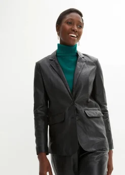 bonprix Blazer|Premium^Blazer aus Lammnappa schwarz