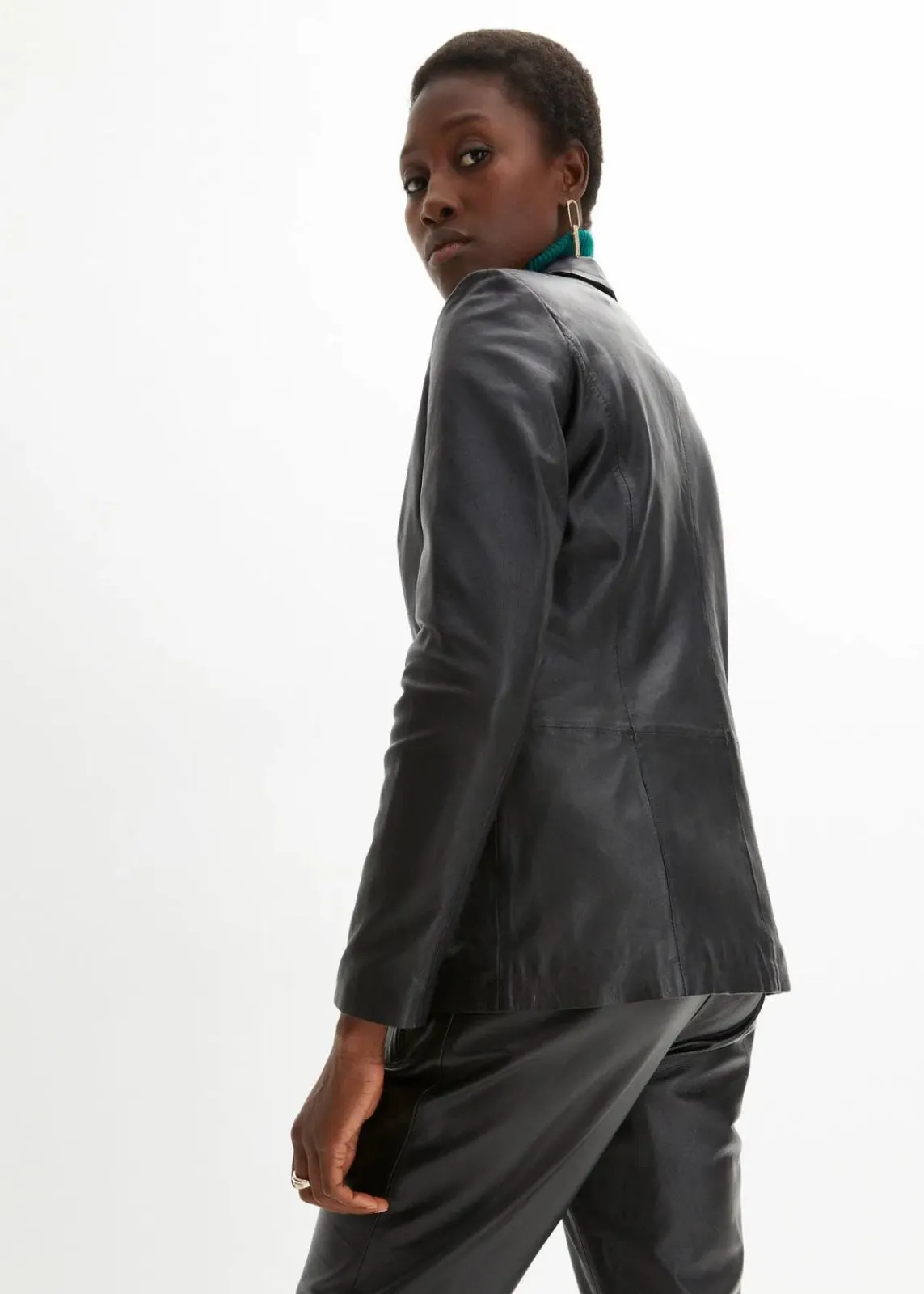 bonprix Blazer|Premium^Blazer aus Lammnappa schwarz