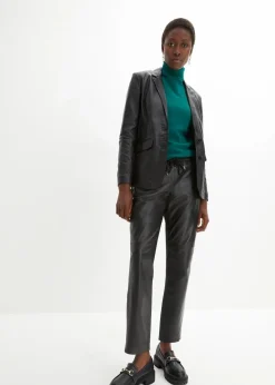 bonprix Blazer|Premium^Blazer aus Lammnappa schwarz