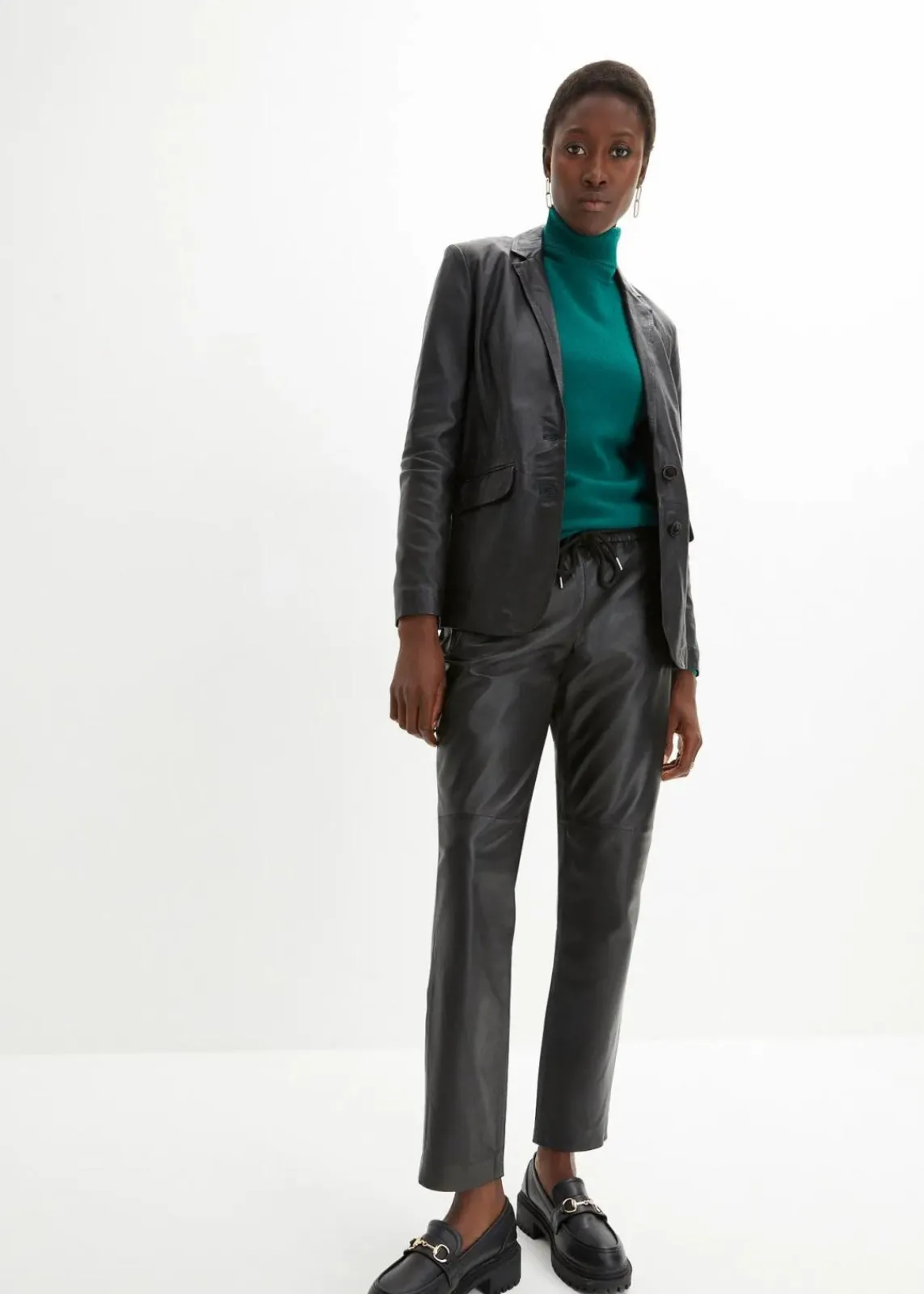 bonprix Blazer|Premium^Blazer aus Lammnappa schwarz