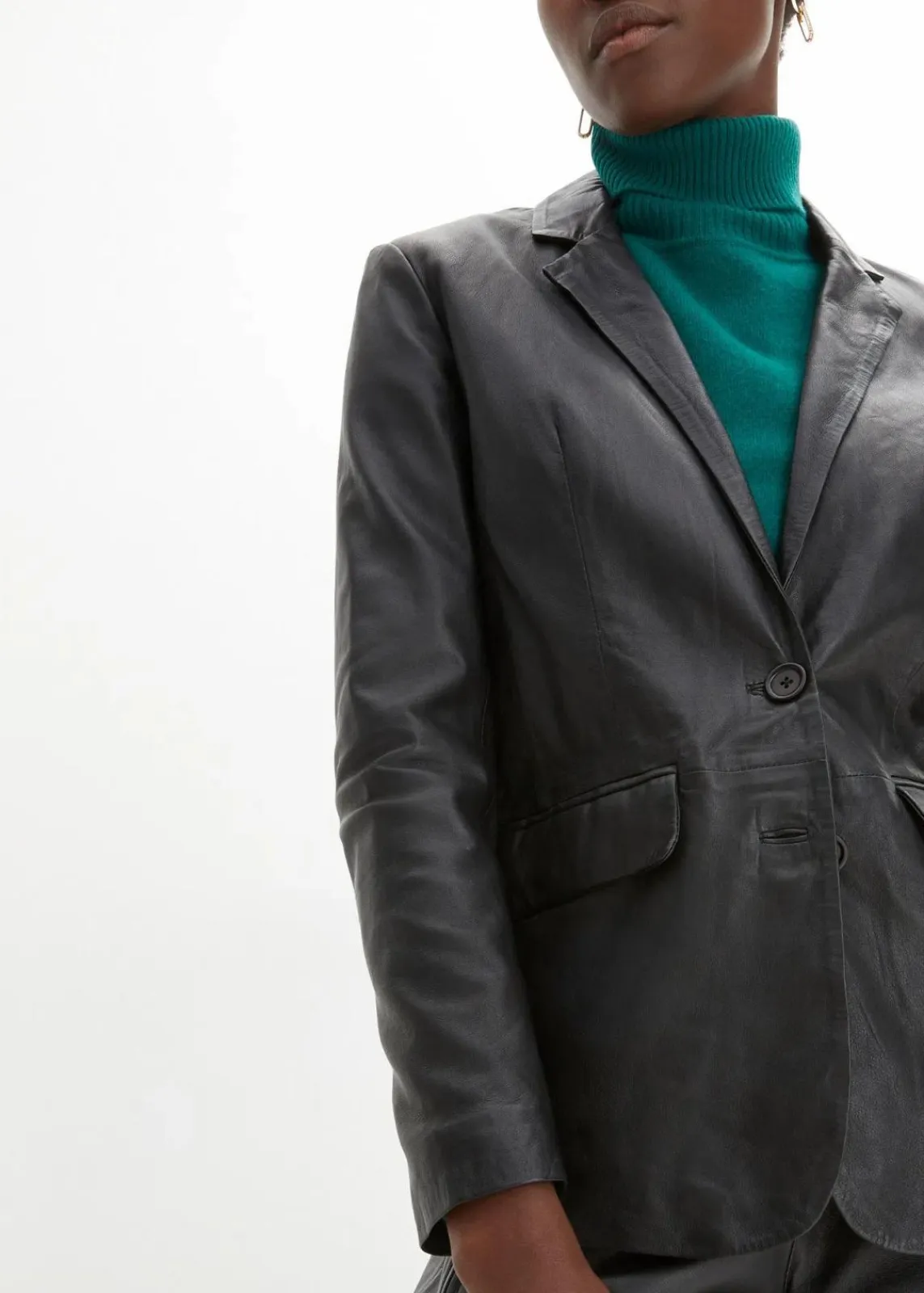 bonprix Blazer|Premium^Blazer aus Lammnappa schwarz
