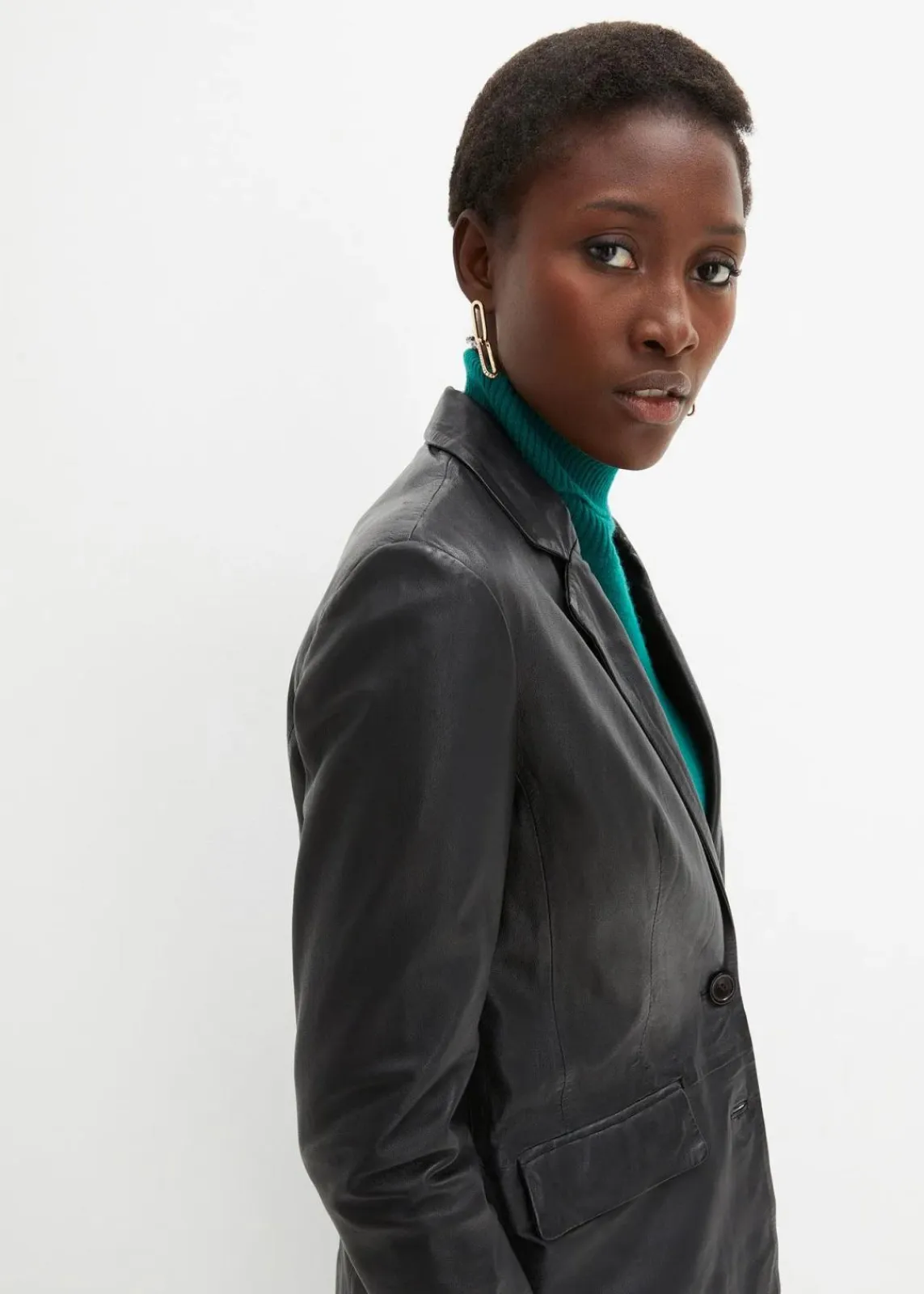 bonprix Blazer|Premium^Blazer aus Lammnappa schwarz
