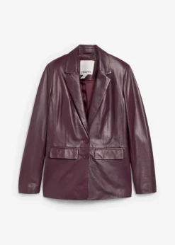 bonprix Bekleidung·Basics|Premium^Blazer aus Lammnappa weinrot