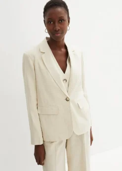 bonprix Bekleidung·Basics|Blazer^Blazer aus reinem Leinen hellsand