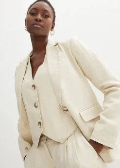 bonprix Bekleidung·Basics|Blazer^Blazer aus reinem Leinen hellsand
