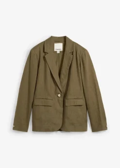 bonprix Bekleidung·Basics|Blazer^Blazer aus reinem Leinen dunkeloliv