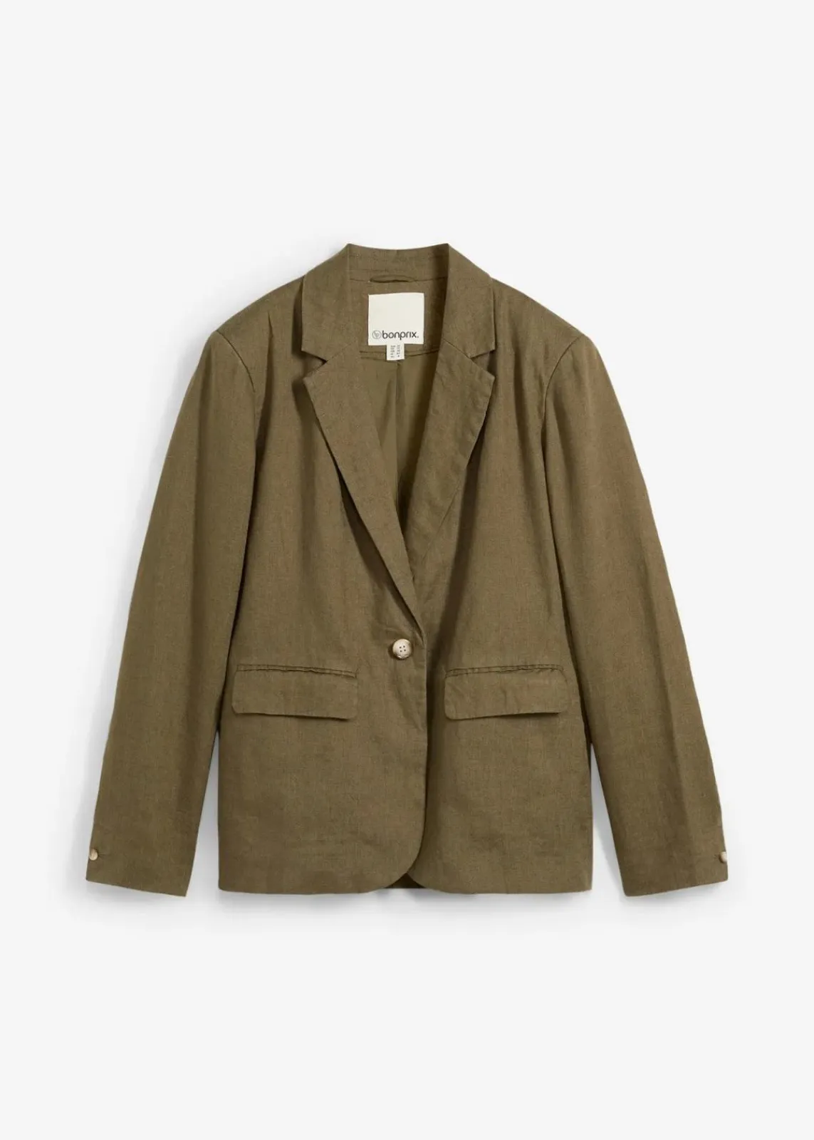 bonprix Bekleidung·Basics|Blazer^Blazer aus reinem Leinen dunkeloliv