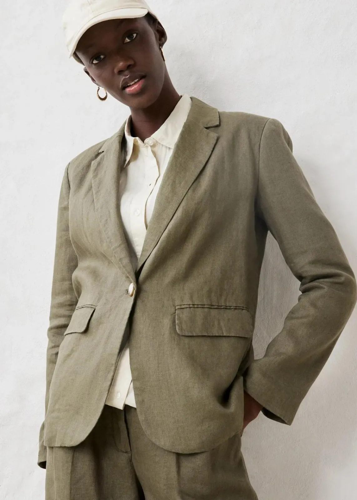bonprix Bekleidung·Basics|Blazer^Blazer aus reinem Leinen dunkeloliv