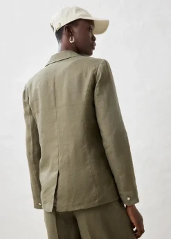 bonprix Bekleidung·Basics|Blazer^Blazer aus reinem Leinen dunkeloliv