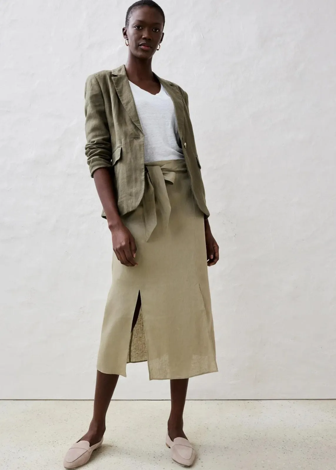bonprix Bekleidung·Basics|Blazer^Blazer aus reinem Leinen dunkeloliv