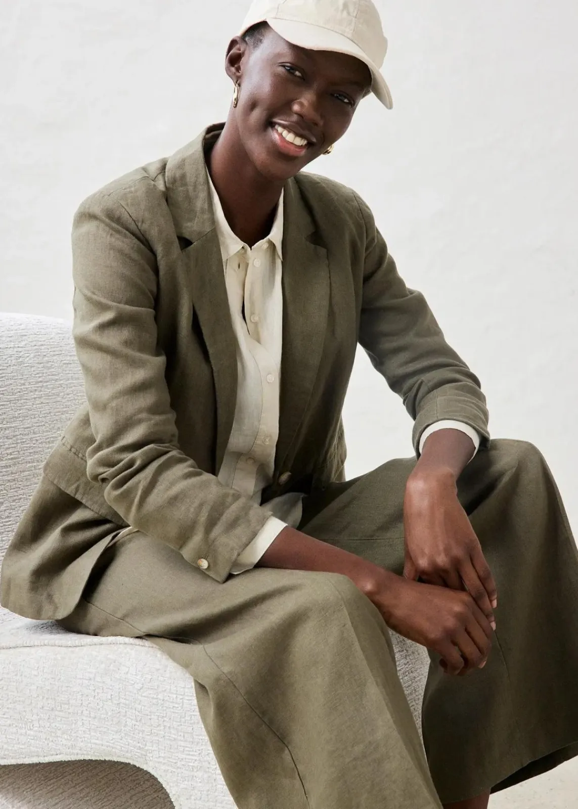 bonprix Bekleidung·Basics|Blazer^Blazer aus reinem Leinen dunkeloliv
