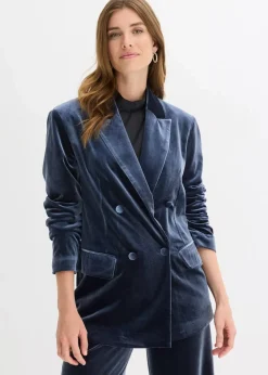 bonprix Blazer|Zweiteiler & Sets^Blazer aus softem Samt dunkelblau