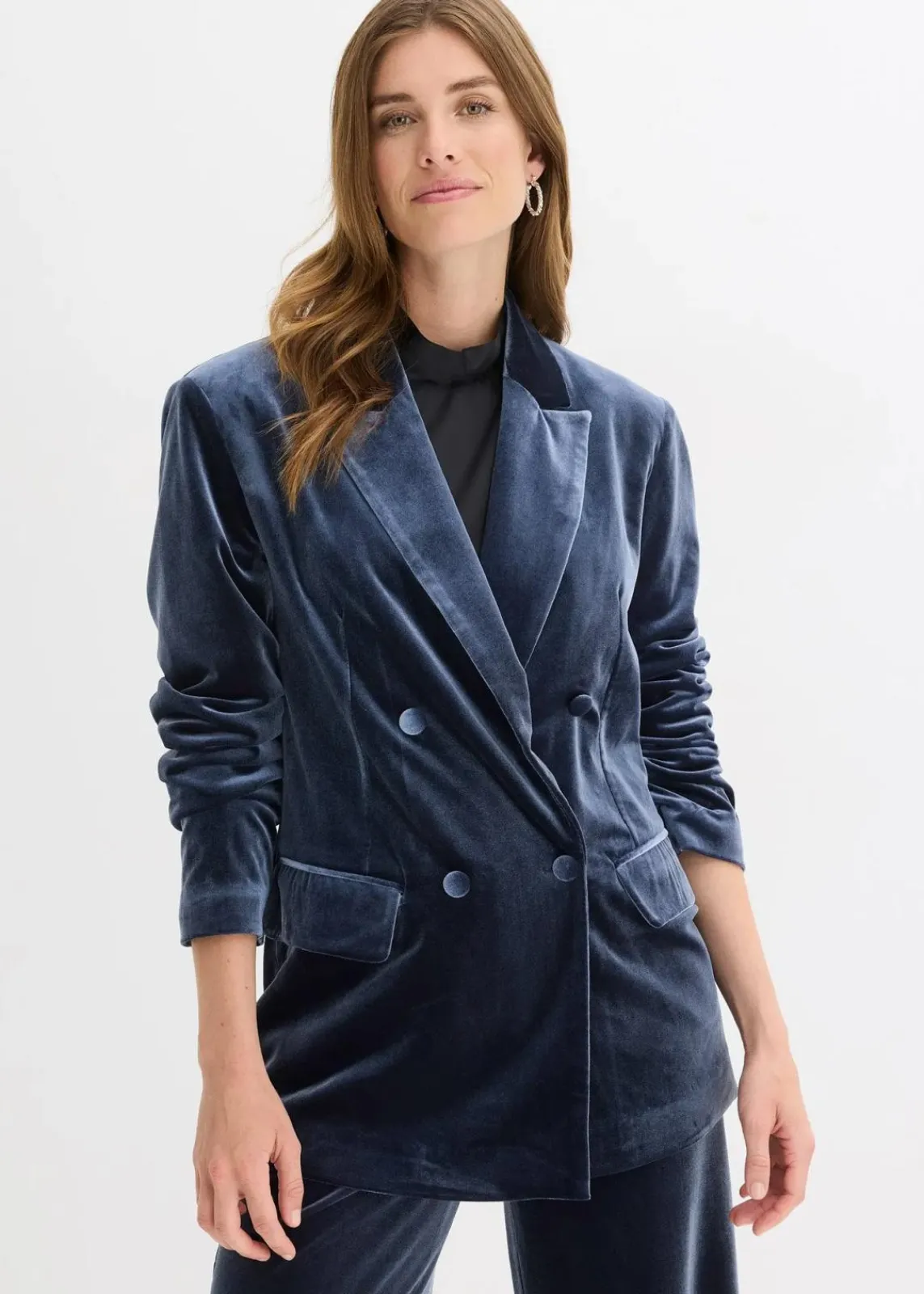 bonprix Blazer|Zweiteiler & Sets^Blazer aus softem Samt dunkelblau