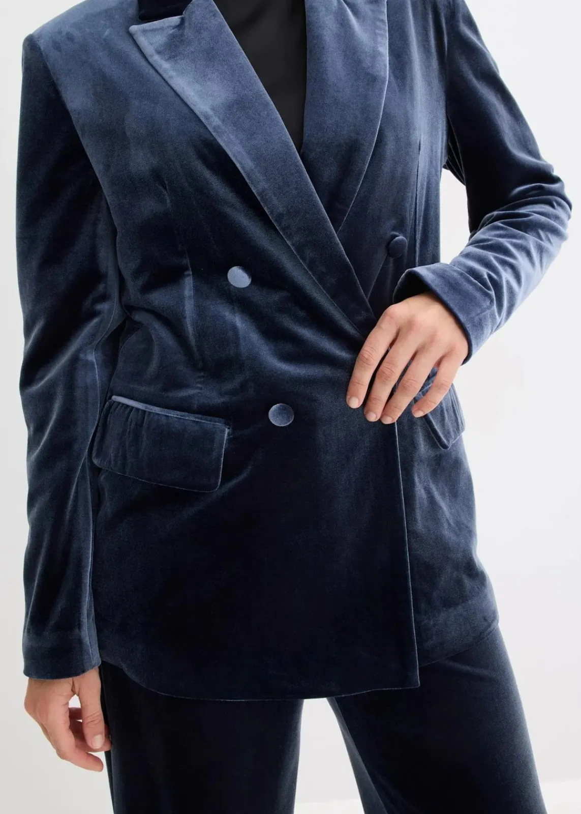 bonprix Blazer|Zweiteiler & Sets^Blazer aus softem Samt dunkelblau