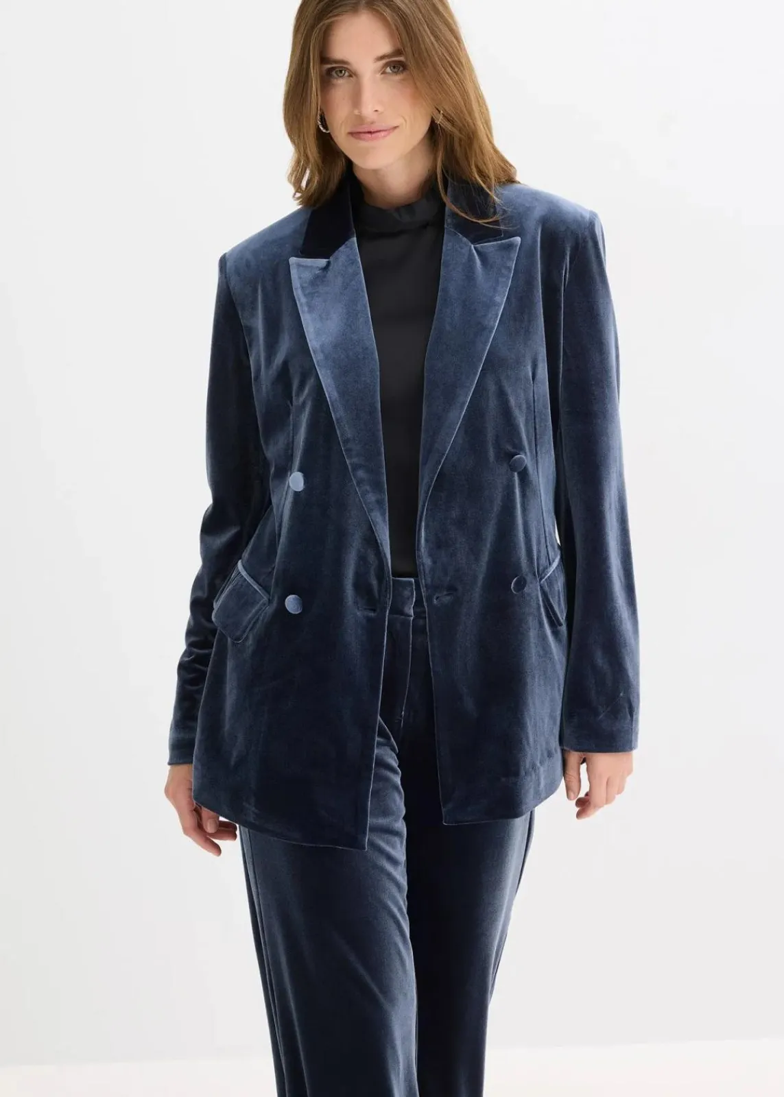 bonprix Blazer|Zweiteiler & Sets^Blazer aus softem Samt dunkelblau