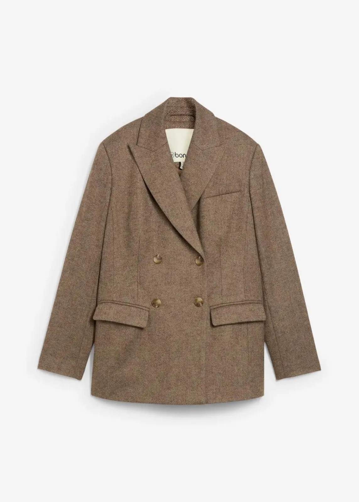bonprix Bekleidung·Basics|Blazer^Blazer aus weichem Woll-Mix dunkelbraun meliert