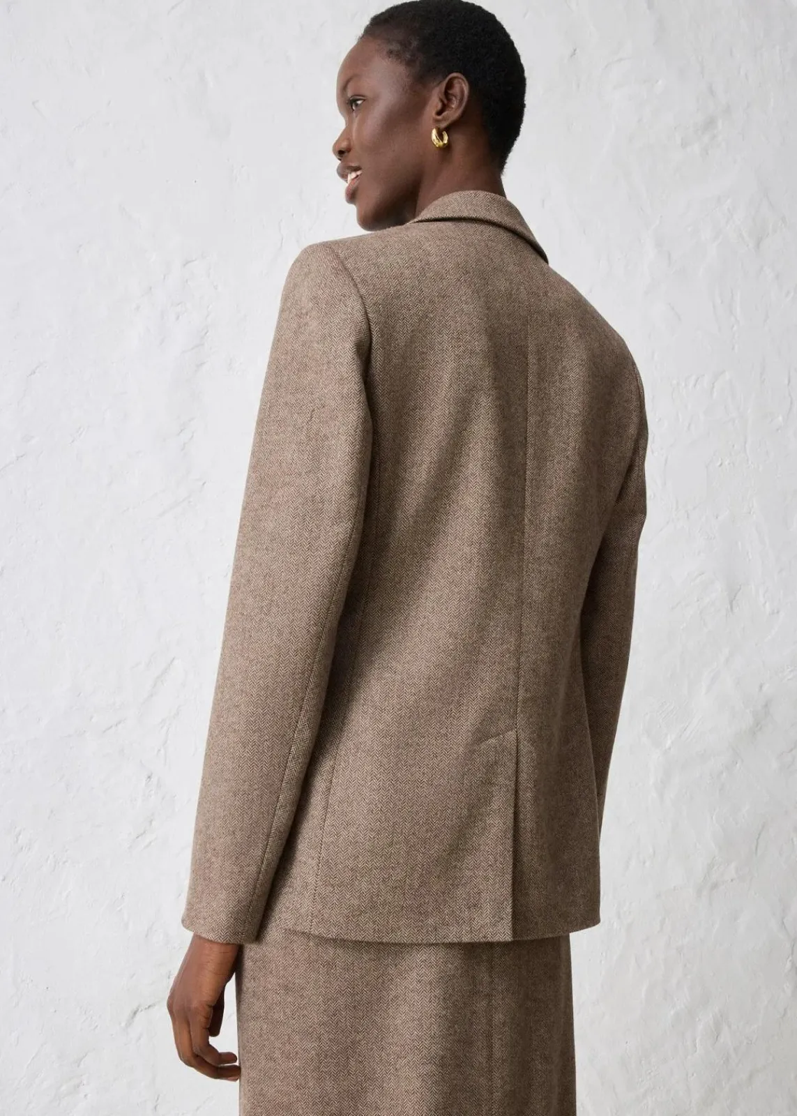bonprix Bekleidung·Basics|Blazer^Blazer aus weichem Woll-Mix dunkelbraun meliert