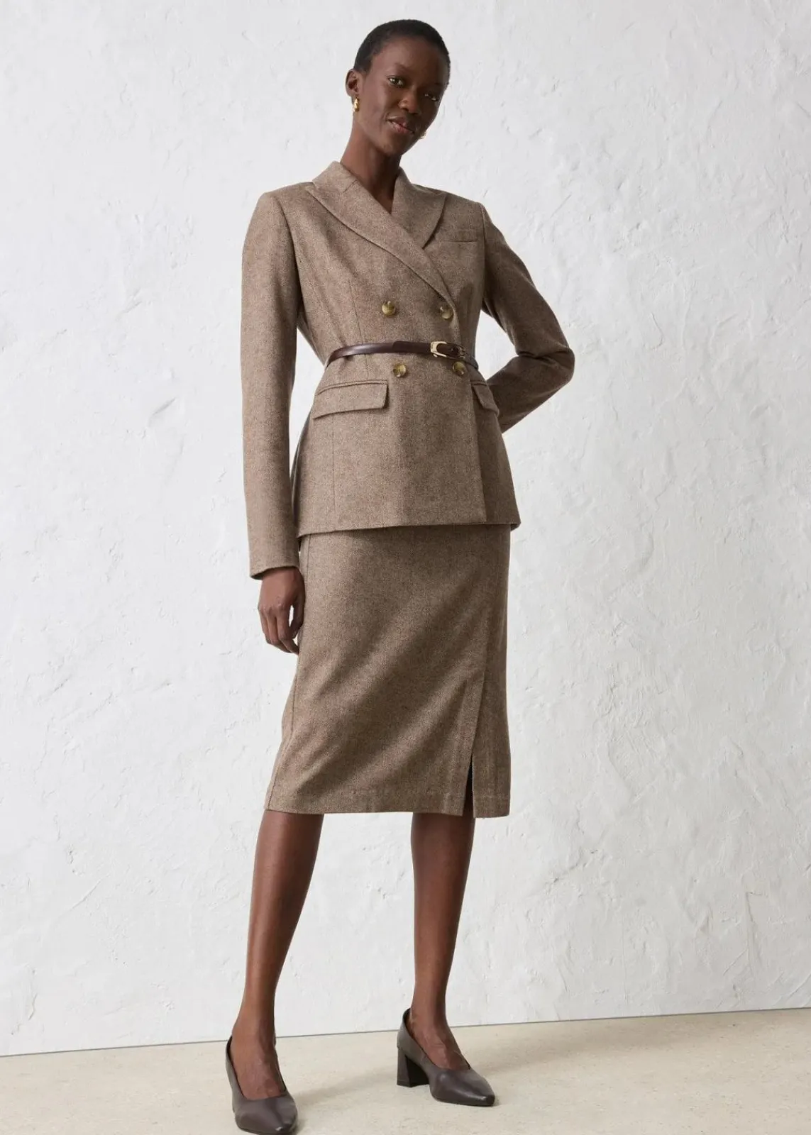 bonprix Bekleidung·Basics|Blazer^Blazer aus weichem Woll-Mix dunkelbraun meliert
