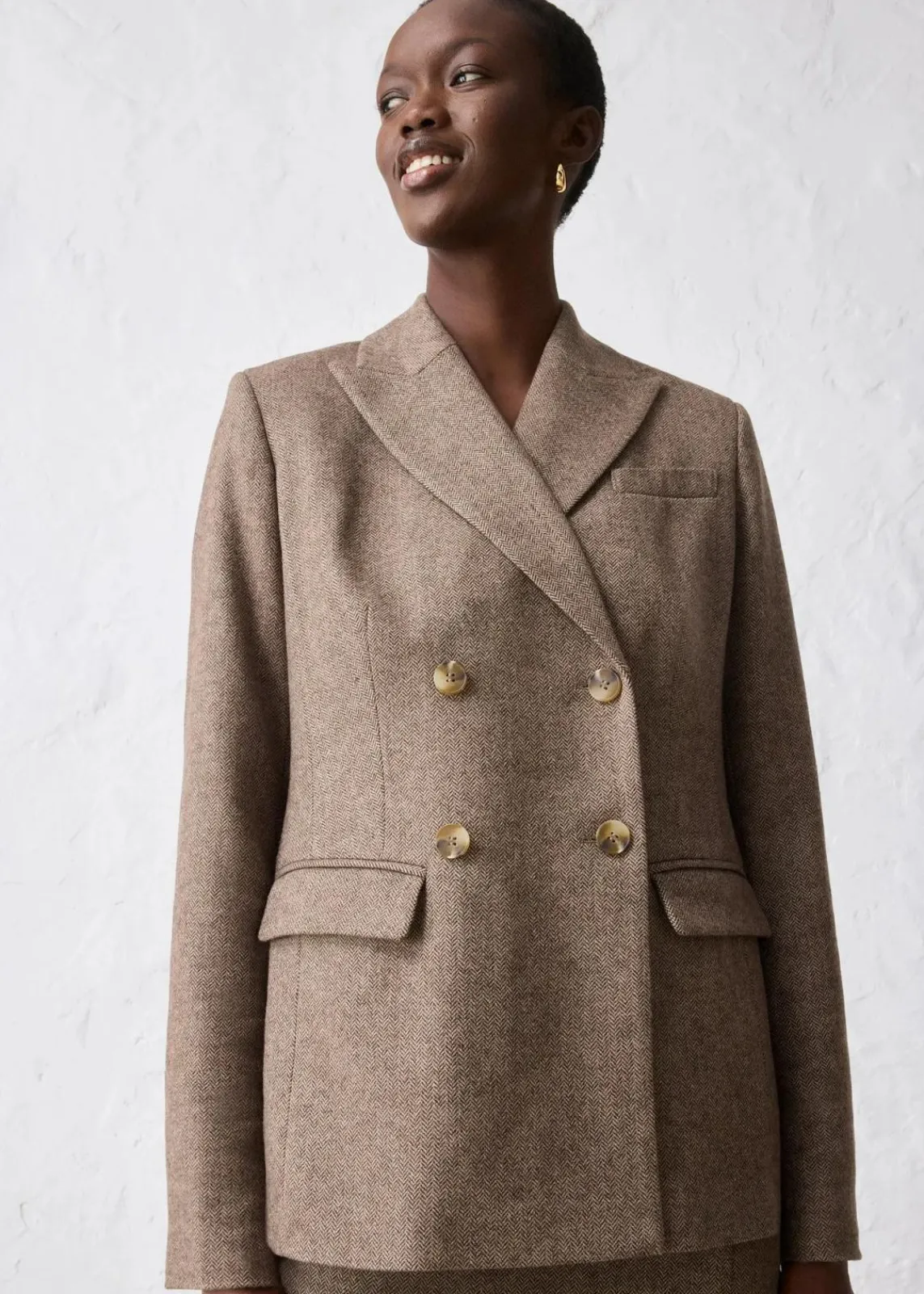 bonprix Bekleidung·Basics|Blazer^Blazer aus weichem Woll-Mix dunkelbraun meliert
