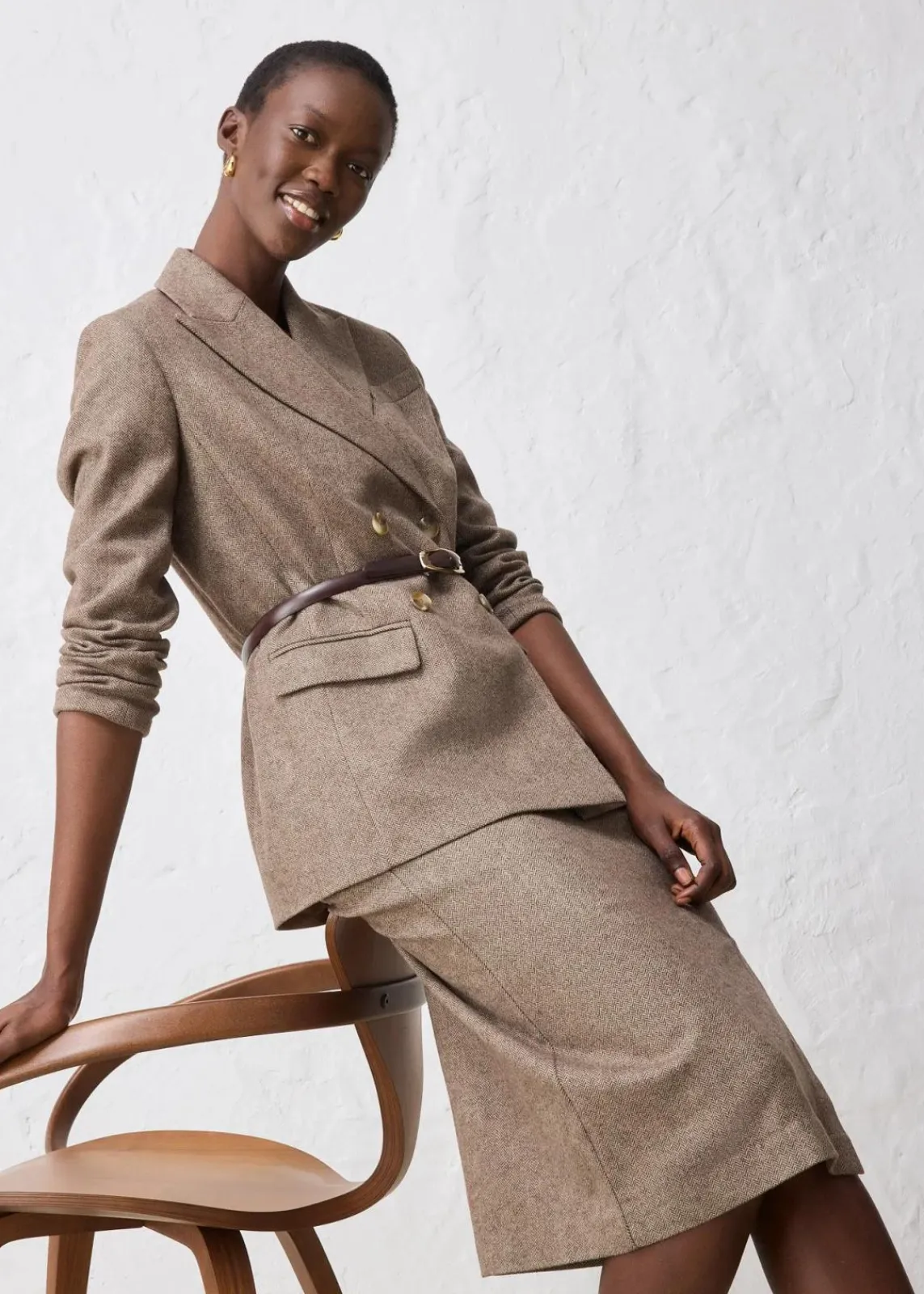 bonprix Bekleidung·Basics|Blazer^Blazer aus weichem Woll-Mix dunkelbraun meliert