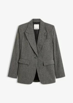 bonprix Bekleidung·Basics|Blazer^Blazer in Tweedoptik schwarz/wollweiß meliert
