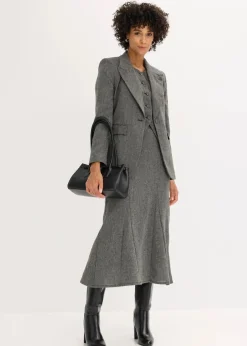 bonprix Bekleidung·Basics|Blazer^Blazer in Tweedoptik schwarz/wollweiß meliert