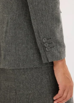 bonprix Bekleidung·Basics|Blazer^Blazer in Tweedoptik schwarz/wollweiß meliert
