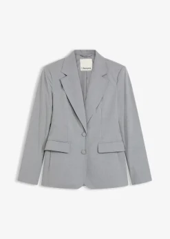 bonprix Blazer|Bekleidung·Basics^Blazer mit dekorativen Handstich Details grau meliert