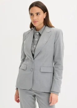 bonprix Blazer|Bekleidung·Basics^Blazer mit dekorativen Handstich Details grau meliert