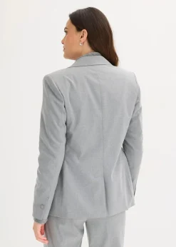 bonprix Blazer|Bekleidung·Basics^Blazer mit dekorativen Handstich Details grau meliert