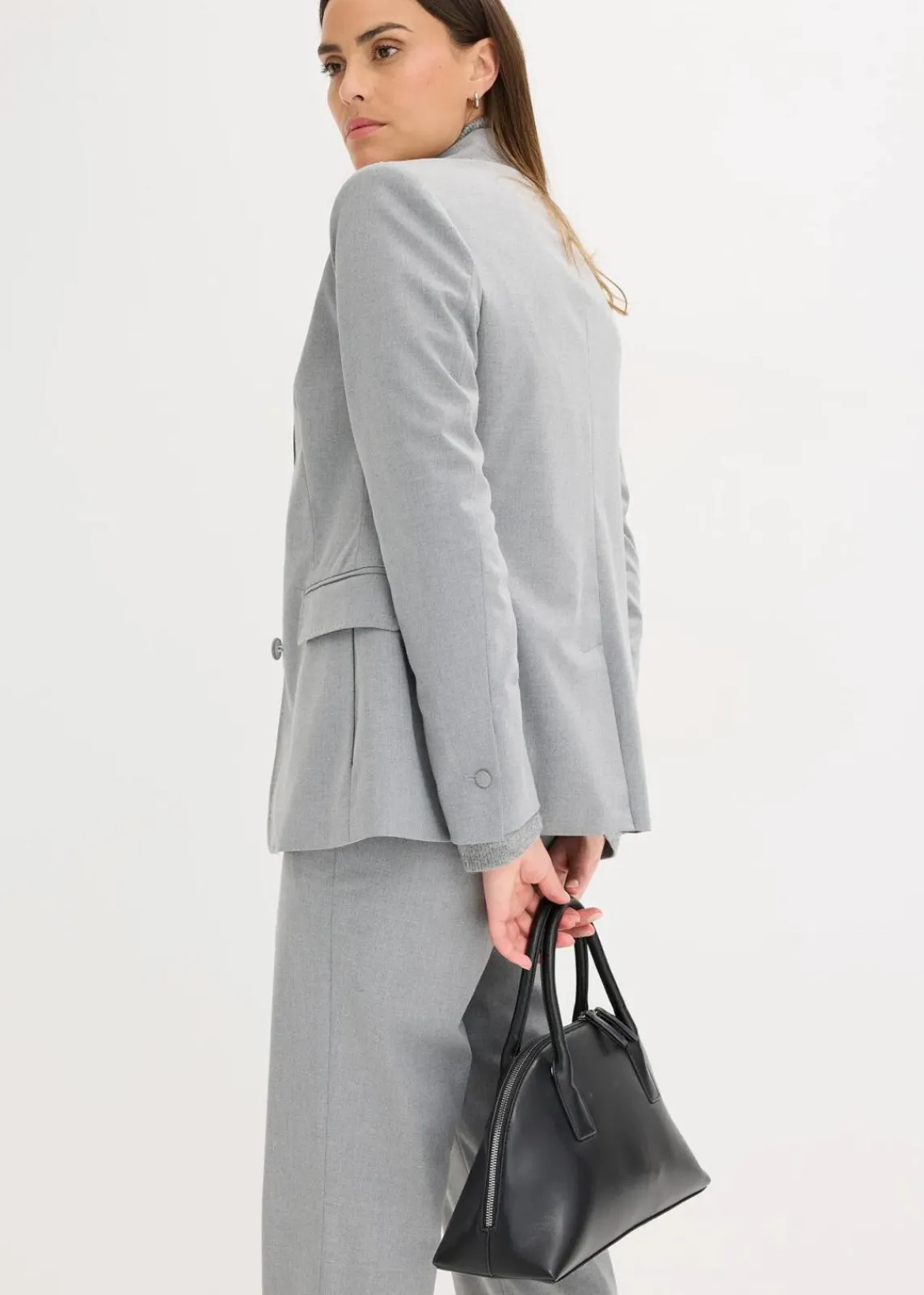 bonprix Blazer|Bekleidung·Basics^Blazer mit dekorativen Handstich Details grau meliert