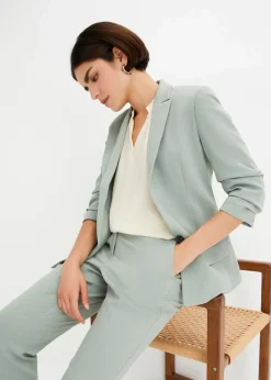 bonprix Nachhaltigere Materialien|Blazer^Blazer mit drapierten Ärmeln rauchgrün