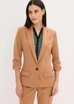 bonprix Bekleidung·Basics|Blazer^Blazer mit drapierten Ärmeln mokkabraun