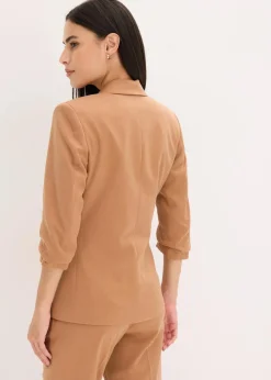 bonprix Bekleidung·Basics|Blazer^Blazer mit drapierten Ärmeln mokkabraun