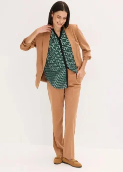 bonprix Bekleidung·Basics|Blazer^Blazer mit drapierten Ärmeln mokkabraun