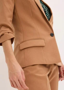 bonprix Bekleidung·Basics|Blazer^Blazer mit drapierten Ärmeln mokkabraun