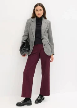 bonprix Blazer|Bekleidung·Basics^Blazer mit Fischgratmuster und Wollanteil dunkelgrau meliert