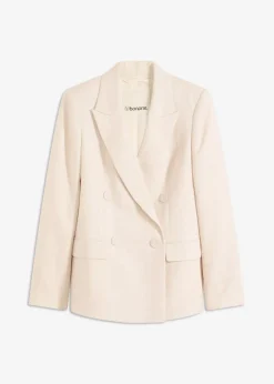 bonprix Blazer|Bekleidung·Basics^Blazer mit Lyocell im Crinklelook naturbeige