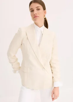 bonprix Blazer|Bekleidung·Basics^Blazer mit Lyocell im Crinklelook naturbeige
